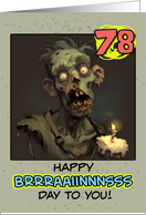 78 Years Old Happy Birthday Zombie with Cupcake card