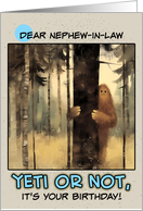 Nephew in Law Happy Birthday Bigfoot in the Woods card