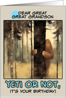 Great Great Grandson Happy Birthday Bigfoot in the Woods card