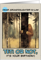 Granddaughter in Law Happy Birthday Bigfoot in the Woods card