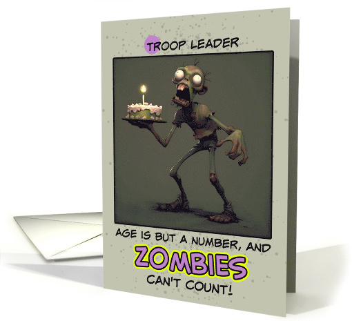 Troop Leader Happy Birthday Zombie with Birthday Cake card (1855356)