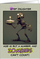 Step Daughter Happy Birthday Zombie with Birthday Cake card