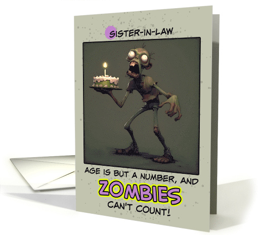 Sister in Law Happy Birthday Zombie with Birthday Cake card (1855416)