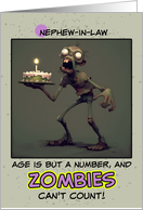 Nephew in Law Happy Birthday Zombie with Birthday Cake card