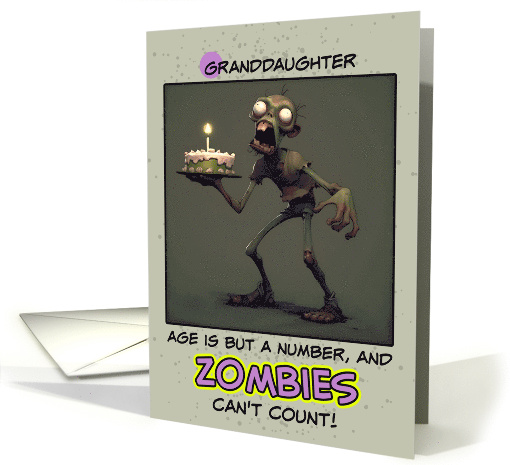 Granddaughter Happy Birthday Zombie with Birthday Cake card (1855632)