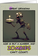 Great Grandma Happy Birthday Zombie with Birthday Cake card
