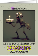 Great Aunt Happy Birthday Zombie with Birthday Cake card