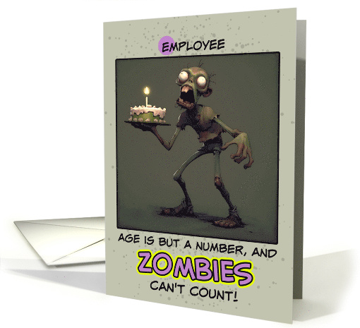 Employee Happy Birthday Zombie with Birthday Cake card (1855916)