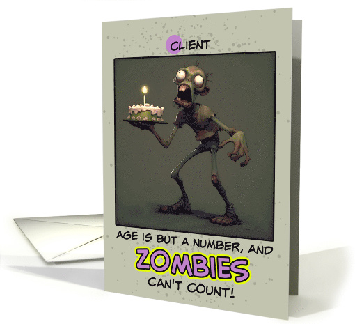 Client Happy Birthday Zombie with Birthday Cake card (1855936)
