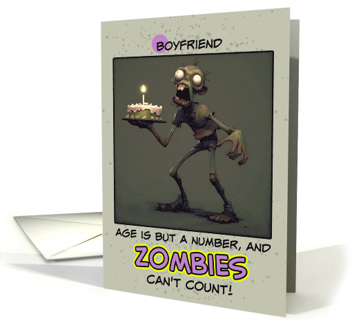 Boyfriend Happy Birthday Zombie with Birthday Cake card (1855958)