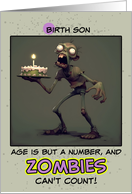 Birth Son Happy Birthday Zombie with Birthday Cake card