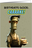 Happy Birthday Frankenstein’s Monster with Cake card