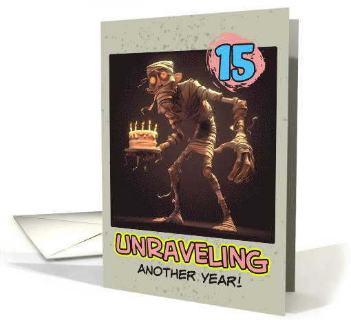 15 years Old Happy Birthday Mummy with Cake card (1856604)