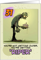 31 years Old Happy Birthday Zombie with Cake card
