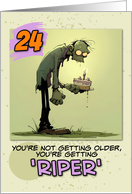 24 years Old Happy Birthday Zombie with Cake card
