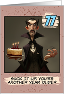 77 Years Old Happy Birthday Vampire Count with Cake card