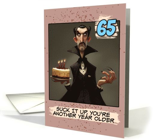 65 Years Old Happy Birthday Vampire Count with Cake card (1857166)