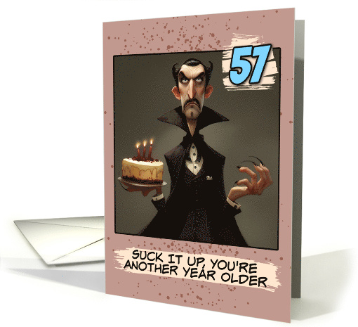 57 Years Old Happy Birthday Vampire Count with Cake card (1857182)