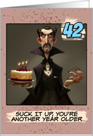 42 Years Old Happy Birthday Vampire Count with Cake card
