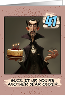 41 Years Old Happy Birthday Vampire Count with Cake card