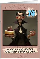14 Years Old Happy Birthday Vampire Count with Cake card