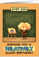 Step Son Happy Birthday Scientist at Blackboard card