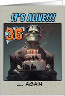 36 Years Old Happy Birthday Frankenstein’s Monster with Cake card