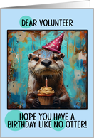 Volunteer Happy Birthday Otter with Birthday Hat and Cupcake card