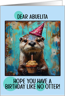 Abuelita Happy Birthday Otter with Birthday Hat and Cupcake card