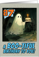 87 Years Old Happy Birthday Ghost with Cake at Cemetary card