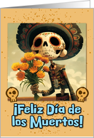 Dia de los Muertos Skeleton with Marigolds card