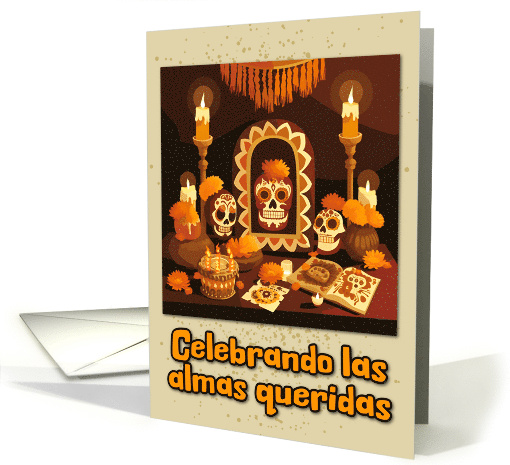 Dia de los Muertos Ofrenda with Candles and Marigolds card (1859686)