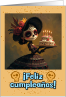 Happy Dia de Los Muertos Birthday La Calavera Catrina with Cake card