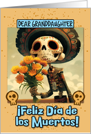 Granddaughter Dia de los Muertos Skeleton with Marigolds card