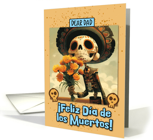 Dad Dia de los Muertos Skeleton with Marigolds card (1860284)