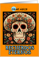 Niece Dia de los Muertos Ornate Calavera with Hat card