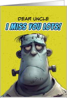 Uncle Miss You Lots Sad Monster card