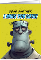 Partner Miss You Lots Sad Monster card