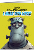 Granddaughter Miss You Lots Sad Monster card
