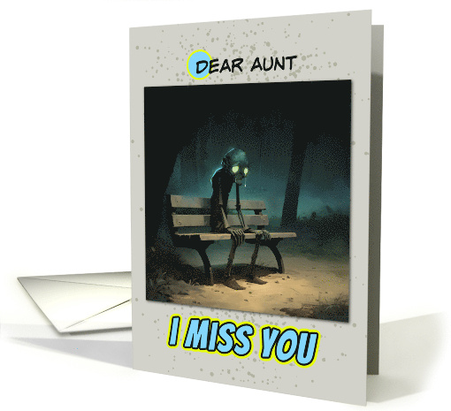 Aunt Miss You Sad Zombie on a Park Bench card (1861300)