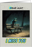 Aunt Miss You Sad Zombie on a Park Bench card