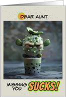 Aunt Missing You Sad Succulent in Pot card