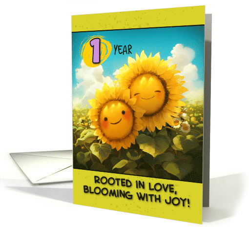 1 Year Wedding Anniversary Sunflower Couple card (1861426)
