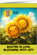 1 Year Wedding Anniversary Sunflower Couple card