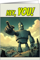 Miss You Angry Robot with Pointing Finger card