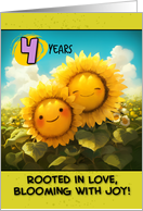 4 Years Wedding Anniversary Sunflower Couple card