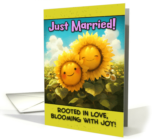 Just Married Congratulations Sunflower Couple card (1861692)