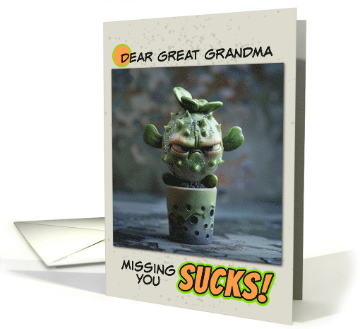 Great Grandma Missing You Sad Succulent in Pot card (1862016)