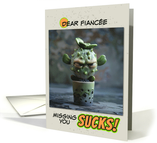 Fiancee Missing You Sad Succulent in Pot card (1862050)