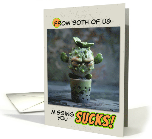 From Couple Missing You Sad Succulent in Pot card (1862078)